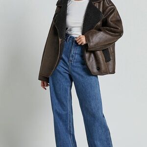 SHOWPO NWT Brown Faux Leather Jacket with Black Lining